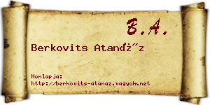 Berkovits Atanáz névjegykártya